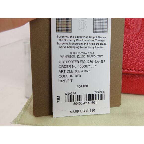 $680 BURBERRY PORTER RED LOGO EMBOSSED LEATHER FLAP CONTINENTAL CLUTCH WALLET - Picture 15 of 15